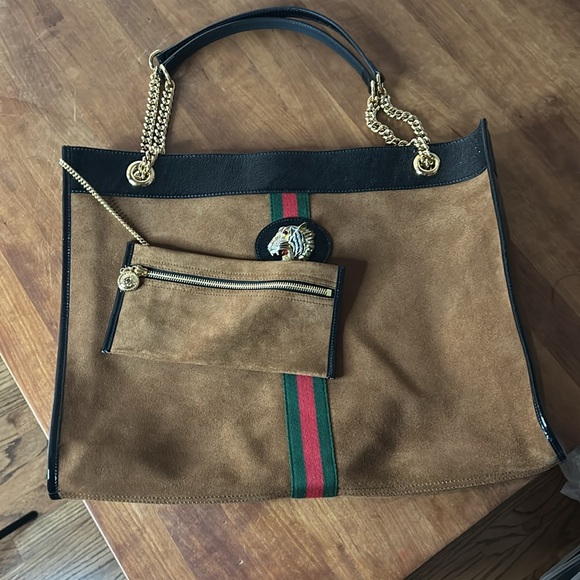 Gucci Rajah Chain Tote Suede Large - Picture 8 of 10